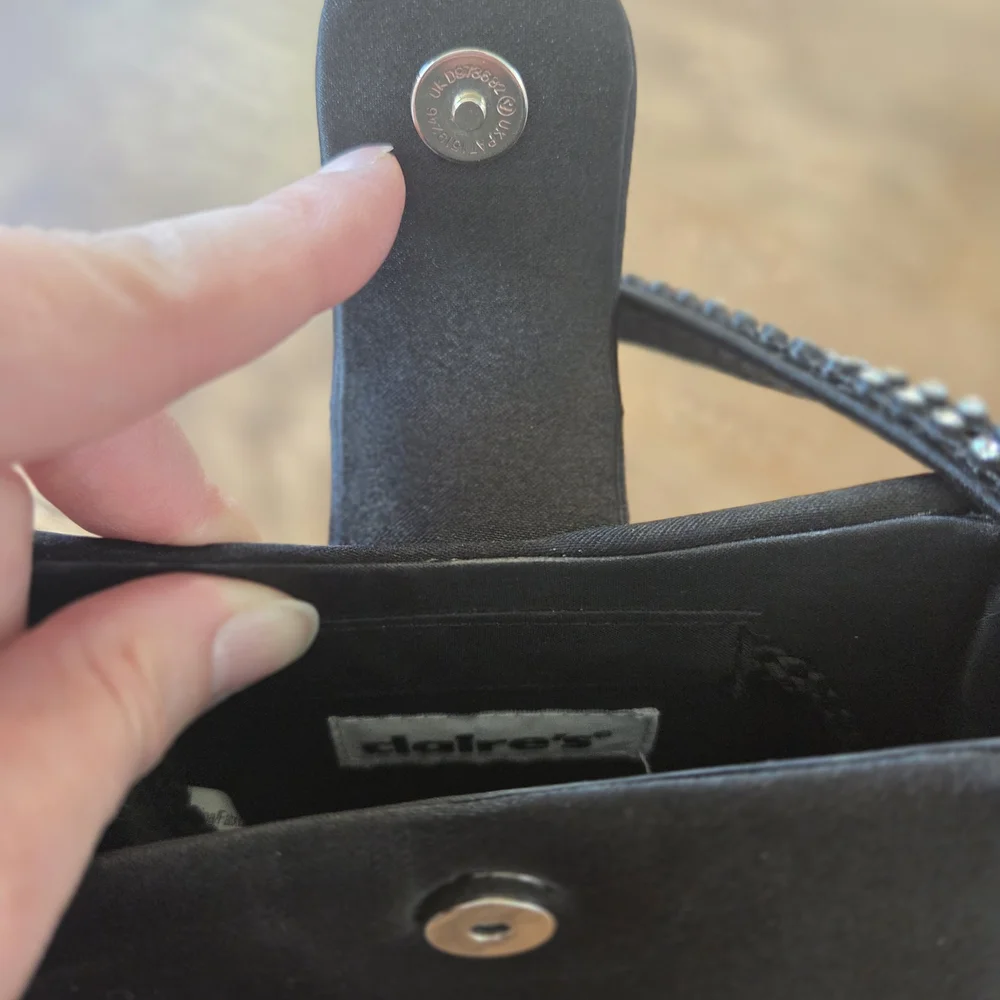 Claire's Black Mini Bag with Embellished Rhinestone Handle